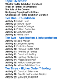 Textile Exhibition Curation Worksheet Activity Booklet