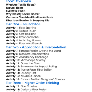 Textile Fiber Identification Worksheet Activity Booklet