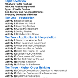 Textile Finishes And Treatments Worksheet Activity Booklet