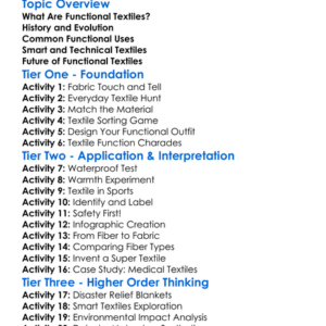 Textile For Functional Uses Worksheet Activity Booklet
