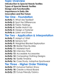 Textile For Special Needs Worksheet Activity Booklet