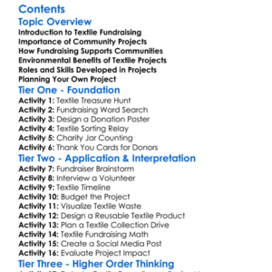 Textile Fundraising And Community Projects Worksheet Activity Booklet