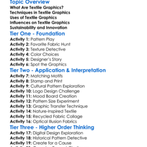 Textile Graphics Worksheet Activity Booklet