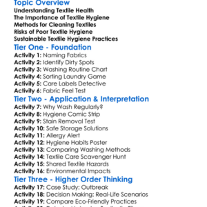 Textile Health And Hygiene Worksheet Activity Booklet