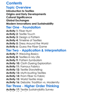Textile History And Cultural Significance Worksheet Activity Booklet