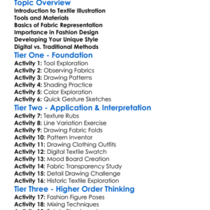 Textile Illustration And Sketching Worksheet Activity Booklet