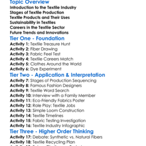 Textile Industry And Career Pathways Worksheet Activity Booklet