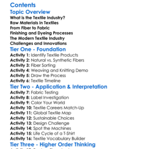 Textile Industry And Manufacturing Processes Worksheet Activity Booklet