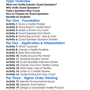Textile Industry Guest Speakers Worksheet Activity Booklet