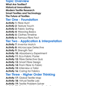 Textile Innovation And Research Worksheet Activity Booklet