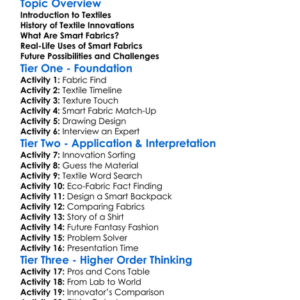 Textile Innovation And Smart Fabrics Worksheet Activity Booklet