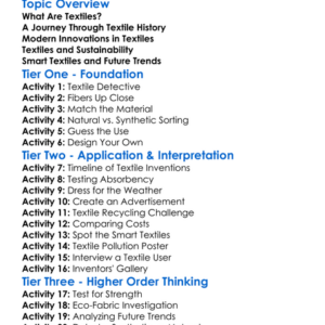Textile Innovation And Technology Worksheet Activity Booklet