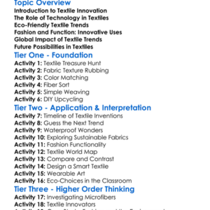 Textile Innovation And Trends Worksheet Activity Booklet