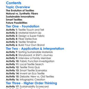 Textile Innovations And New Materials Worksheet Activity Booklet