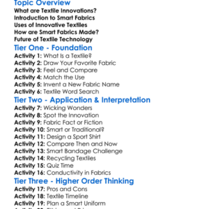 Textile Innovations And Smart Fabrics Worksheet Activity Booklet