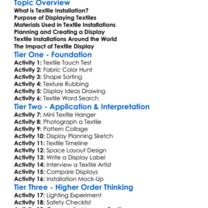 Textile Installation And Display Worksheet Activity Booklet