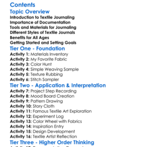Textile Journaling And Documentation Worksheet Activity Booklet