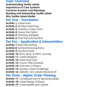 Textile Labeling And Care Symbols Worksheet Activity Booklet