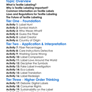 Textile Labeling Worksheet Activity Booklet