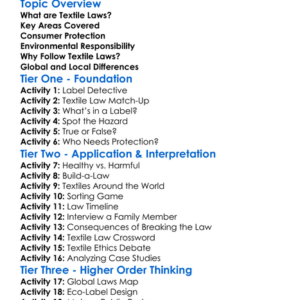 Textile Laws And Regulations Worksheet Activity Booklet