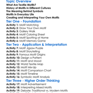 Textile Motifs And Symbolism Worksheet Activity Booklet