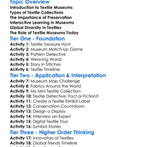 Textile Museums And Collections Worksheet Activity Booklet