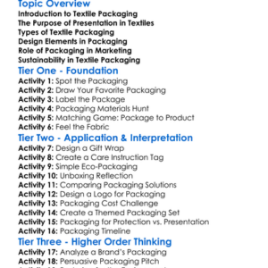 Textile Packaging And Presentation Worksheet Activity Booklet
