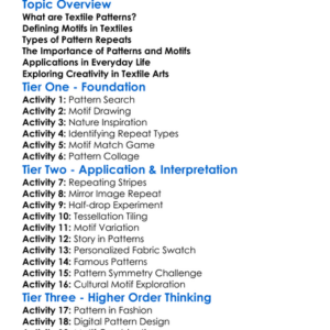 Textile Pattern Repeats And Motifs Worksheet Activity Booklet