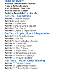 Textile Pattern Repeats Worksheet Activity Booklet