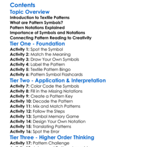 Textile Pattern Symbols And Notations Worksheet Activity Booklet