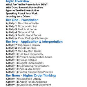 Textile Presentation Skills Worksheet Activity Booklet