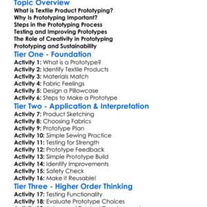 Textile Product Prototyping Worksheet Activity Booklet