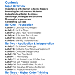Textile Project Reflection And Evaluation Worksheet Activity Booklet