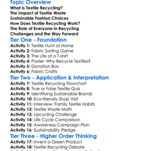 Textile Recycling And Sustainability Worksheet Activity Booklet
