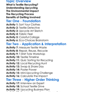 Textile Recycling And Upcycling Worksheet Activity Booklet