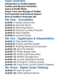 Textile-Related Health And Hygiene Worksheet Activity Booklet