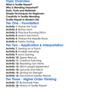 Textile Repair And Mending Worksheet Activity Booklet