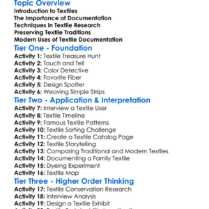 Textile Research And Documentation Worksheet Activity Booklet