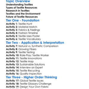Textile Resources And Research Worksheet Activity Booklet