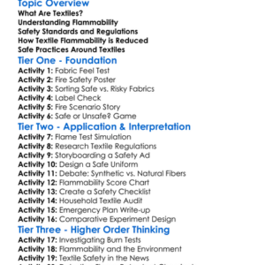 Textile Safety And Flammability Worksheet Activity Booklet