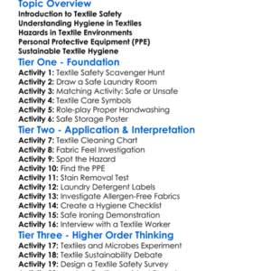 Textile Safety And Hygiene Worksheet Activity Booklet