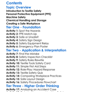 Textile Safety And Workplace Practices Worksheet Activity Booklet