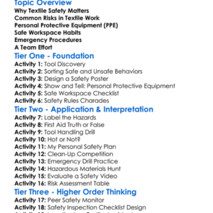 Textile Safety In The Classroom Worksheet Activity Booklet