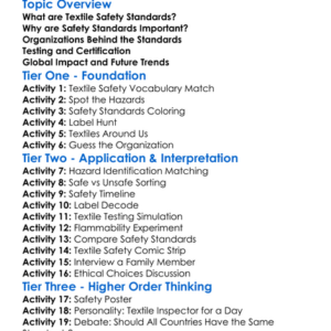 Textile Safety Standards Worksheet Activity Booklet