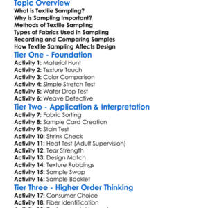 Textile Sampling Worksheet Activity Booklet
