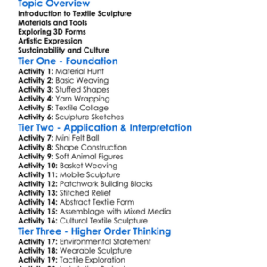 Textile Sculpture And 3D Forms Worksheet Activity Booklet