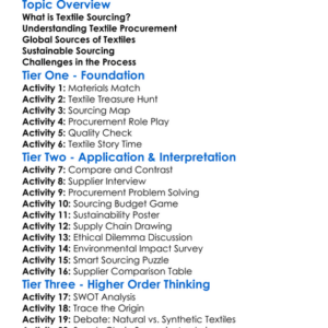 Textile Sourcing And Procurement Worksheet Activity Booklet
