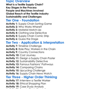 Textile Supply Chain Management Worksheet Activity Booklet