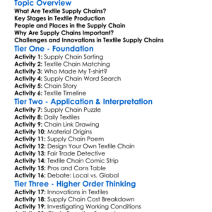 Textile Supply Chains Worksheet Activity Booklet
