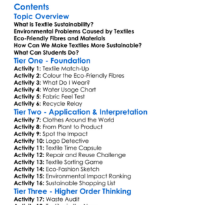 Textile Sustainability And Environmental Impact Worksheet Activity Booklet